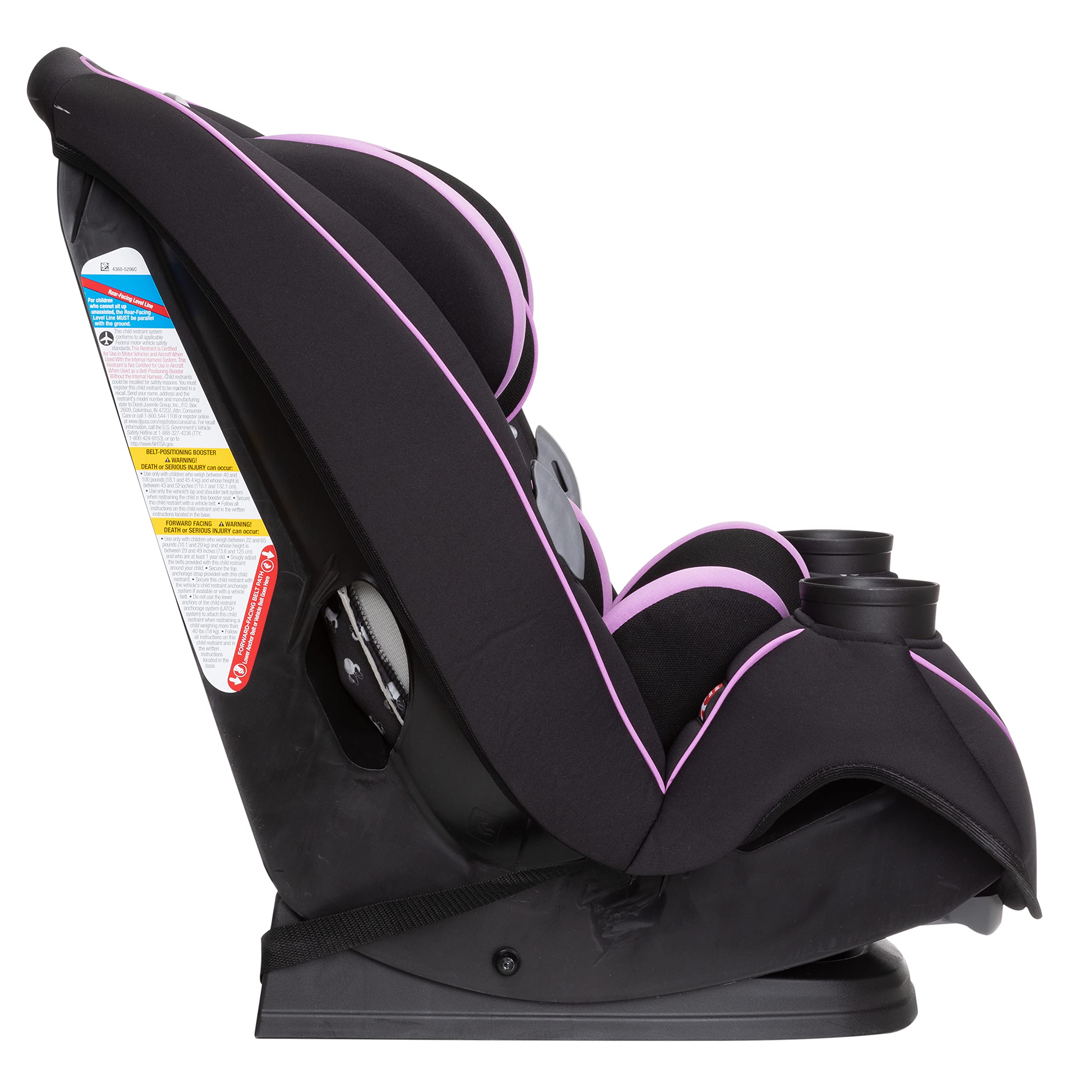 Disney Midnight Minnie Convertible Car Seat for Kids - Rear Facing (5-40 lbs), Forward Facing (30-65 lbs), Booster (40-100 lbs) - Infant to Toddler Safety Seat - Perfect for Family Travel & Daily Commute