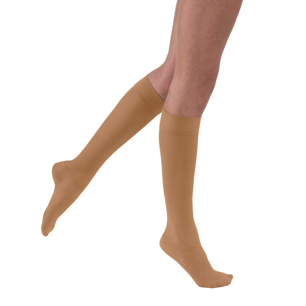 JOBST UltraSheer Knee High 15-20 mmHg Compression Stockings for Women & Men - Closed Toe, X-Large, Sun Bronze - Ideal for Travel, Varicose Veins & Circulation Support