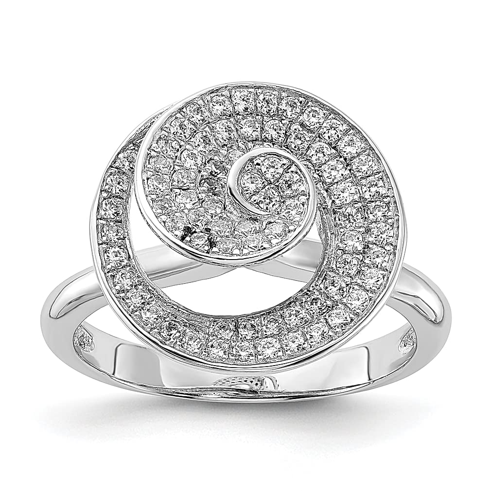 925 Sterling Silver Cubic Zirconia Swirl Circle Ring with Flower Leaf Design - Elegant Women's Fine Jewelry Gift for Her | Perfect for Weddings, Anniversaries & Special Occasions