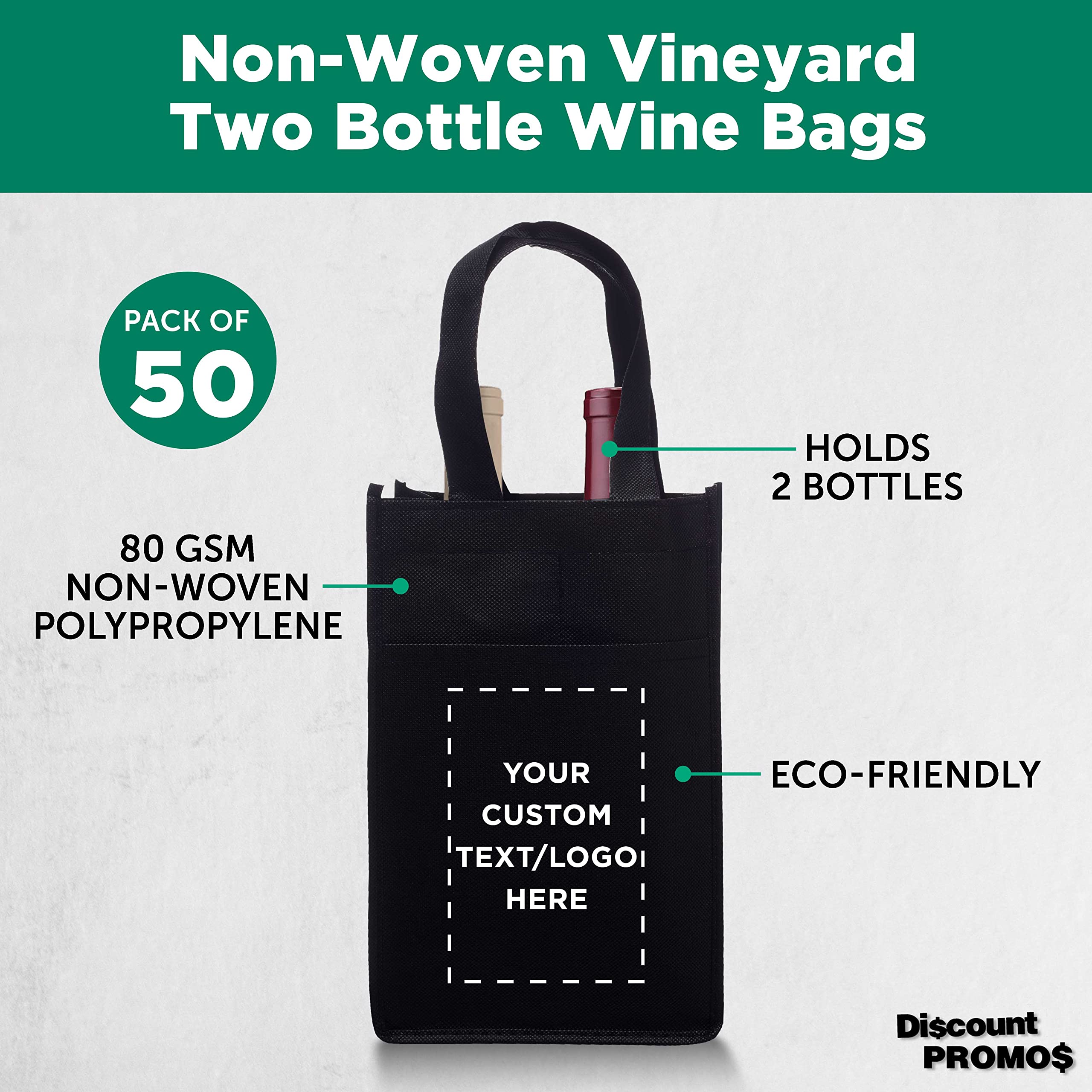 Eco-Friendly Non-Woven Reusable Wine Bottle Bags - Set of 2 for Vineyard, Picnics, Parties & Gift Giving - Durable & Stylish Wine Carrier