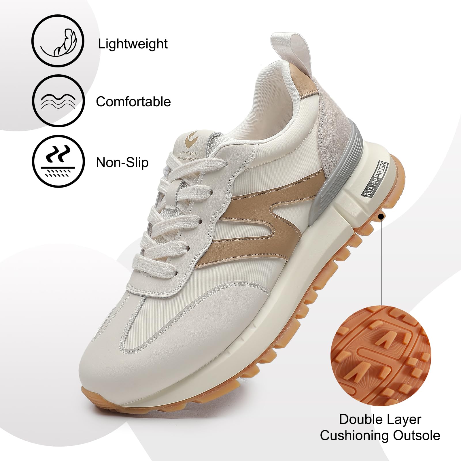 Somiliss Women's Genuine Leather & Suede Patchwork Sneakers - Non-Slip Comfortable Walking Shoes for Casual, Tennis & Running | Fashion Lace-Up Sneakers for Everyday Wear, Workout & Street Style