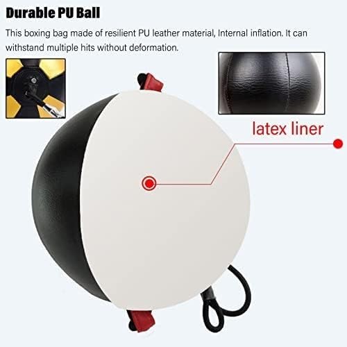 Premium Double End Punching Bag for Boxing Training - Heavy Duty Leather Speed Ball with Ceiling/Floor Mount - Home Gym Equipment for Stress Relief & Reflex Training | Perfect for Boxing Practice, Cardio Workouts & Martial Arts Training