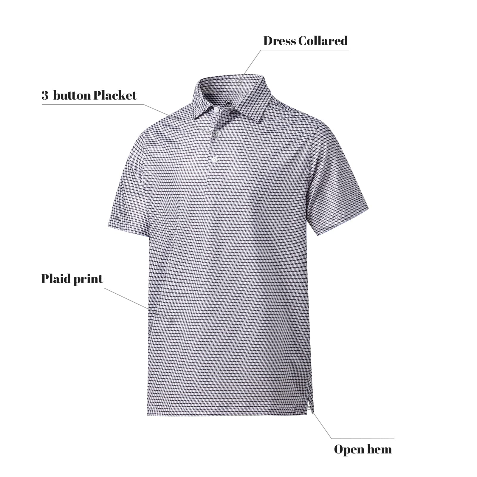 DEOLAX Men's Fashion Print Quick Dry Polo Shirts - Stylish Golf Shirt, Breathable Short Sleeve, Moisture-Wicking, Perfect for Golf, Casual Wear & Outdoor Activities
