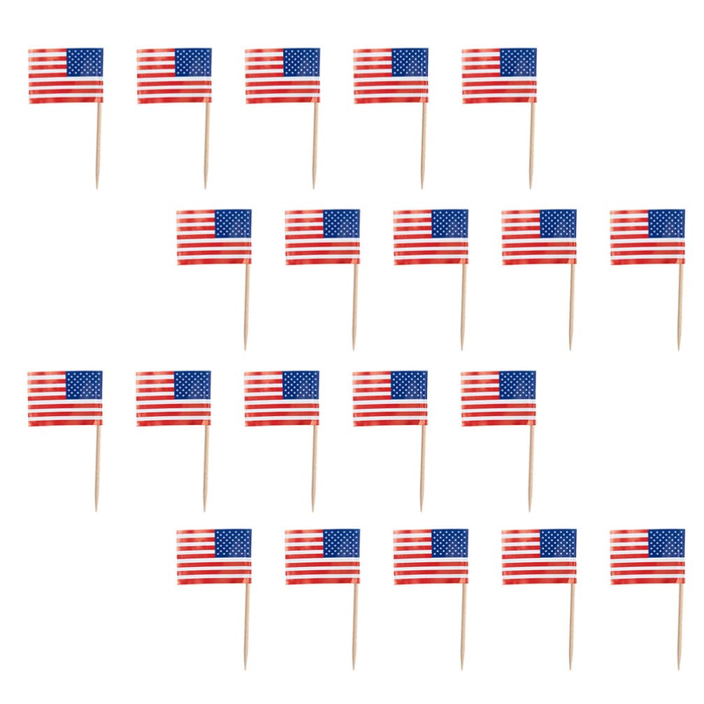 Sewroro 200pcs Patriotic Toothpicks - USA Flag & Union Jack Mini Flag Picks for Cupcake Toppers, Cocktail Decor, Party Supplies, Food Bar & Cake Decorations - Perfect for 4th of July, Independence Day & Country Themed Parties