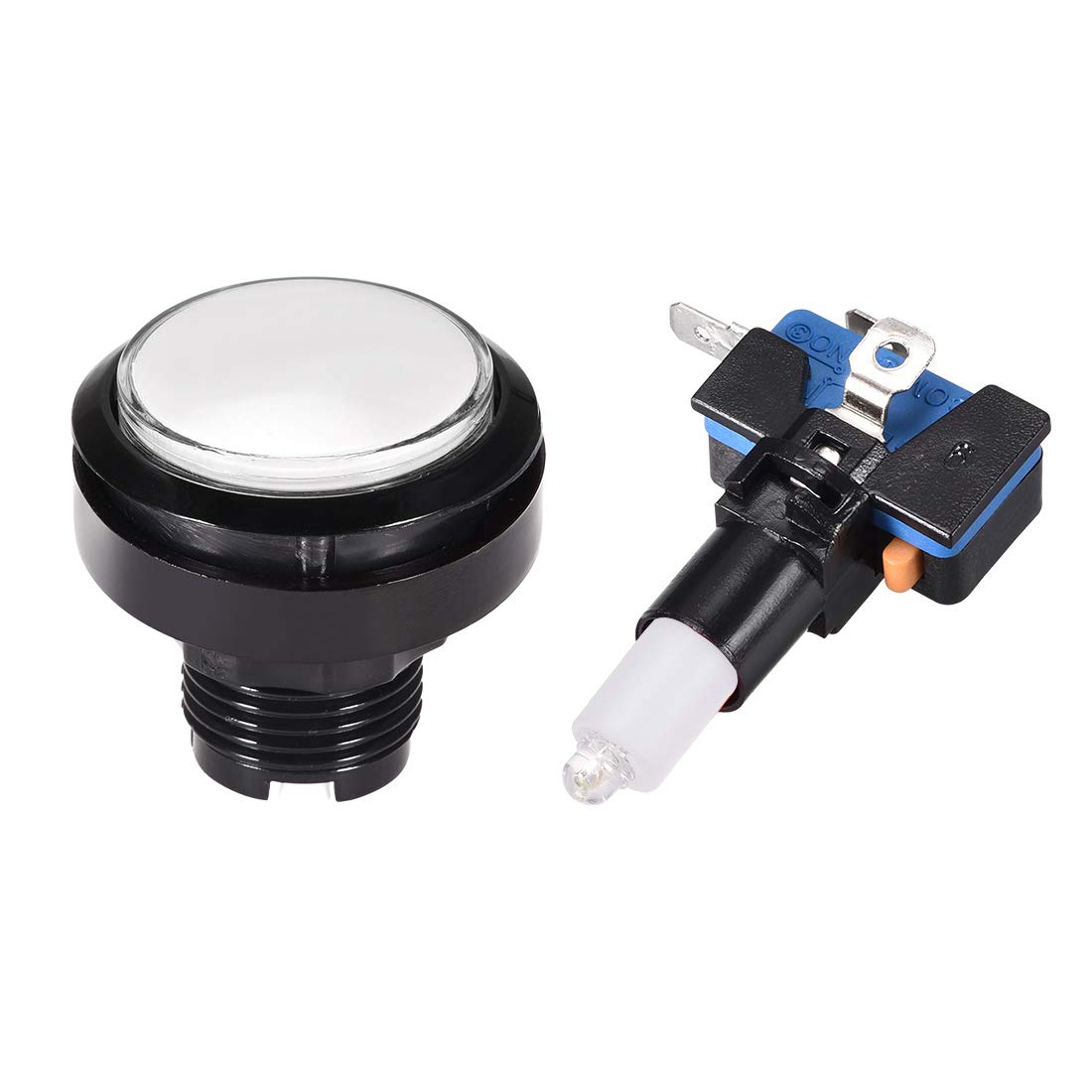 46mm Round 12V LED Illuminated Arcade Push Button Switch with Micro Switch - White (5 Pack) for Video Games, DIY Arcade Machines & Home Cockpit Controls
