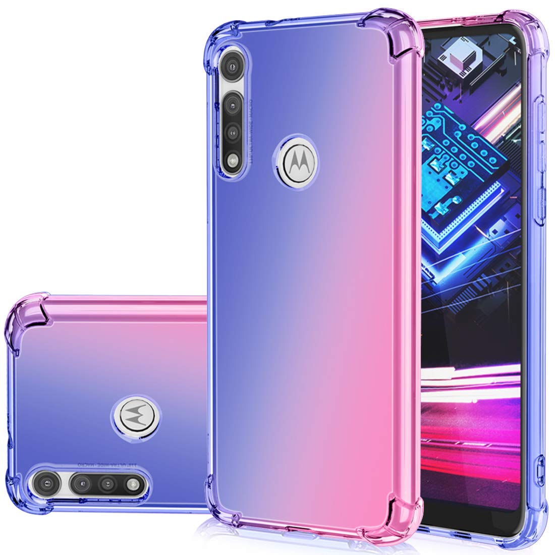 Premium Shockproof TPU Case for Motorola Moto G Fast - Slim Clear Gradient Design (Blue/Pink) | Anti-Scratch Protection | Perfect for Everyday Use, Travel & Outdoor Activities