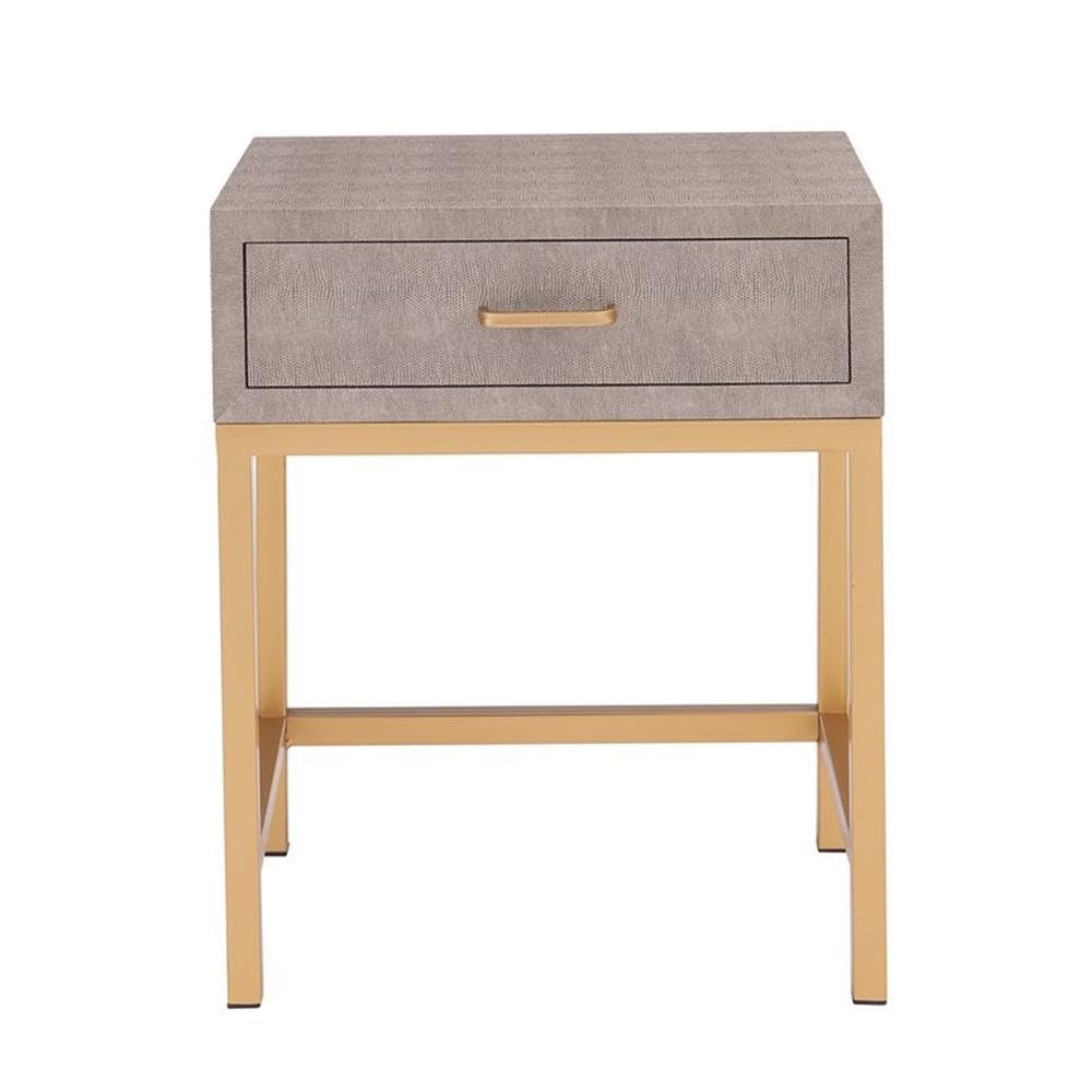 Brown/Gray Shagreen End Table with 1 Drawer - Set of 2 - Modern Side Table for Living Room, Bedroom, or Office - Home Square