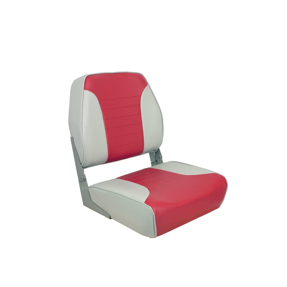 Springfield 1040655 Economy Folding Seat - Lightweight Portable Gray/Red Chair for Camping, Picnics, Outdoor Events & Home Use