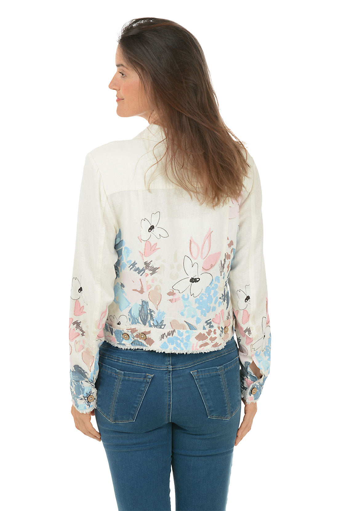 Supernova Frayed Linen Blend Jacket - Women's Lightweight Distressed Denim Jacket for Spring & Fall | Perfect for Casual Outfits, Streetwear & Layering