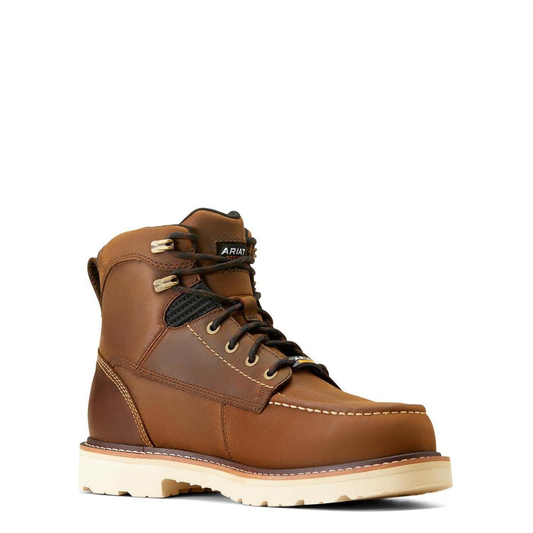 6 Inch Composite Toe Waterproof Work Boots for Men - ASTM Safety Rated, Slip Resistant, Electrical Hazard Protection - Ideal for Construction, Landscaping & Heavy Duty Work (Distressed Brown)