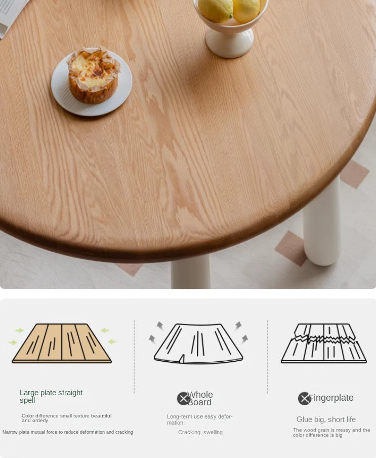 Oak Solid Wood Modern Round Dining Table - Elegant & Durable for Home, Office, and Conference Room Meetings