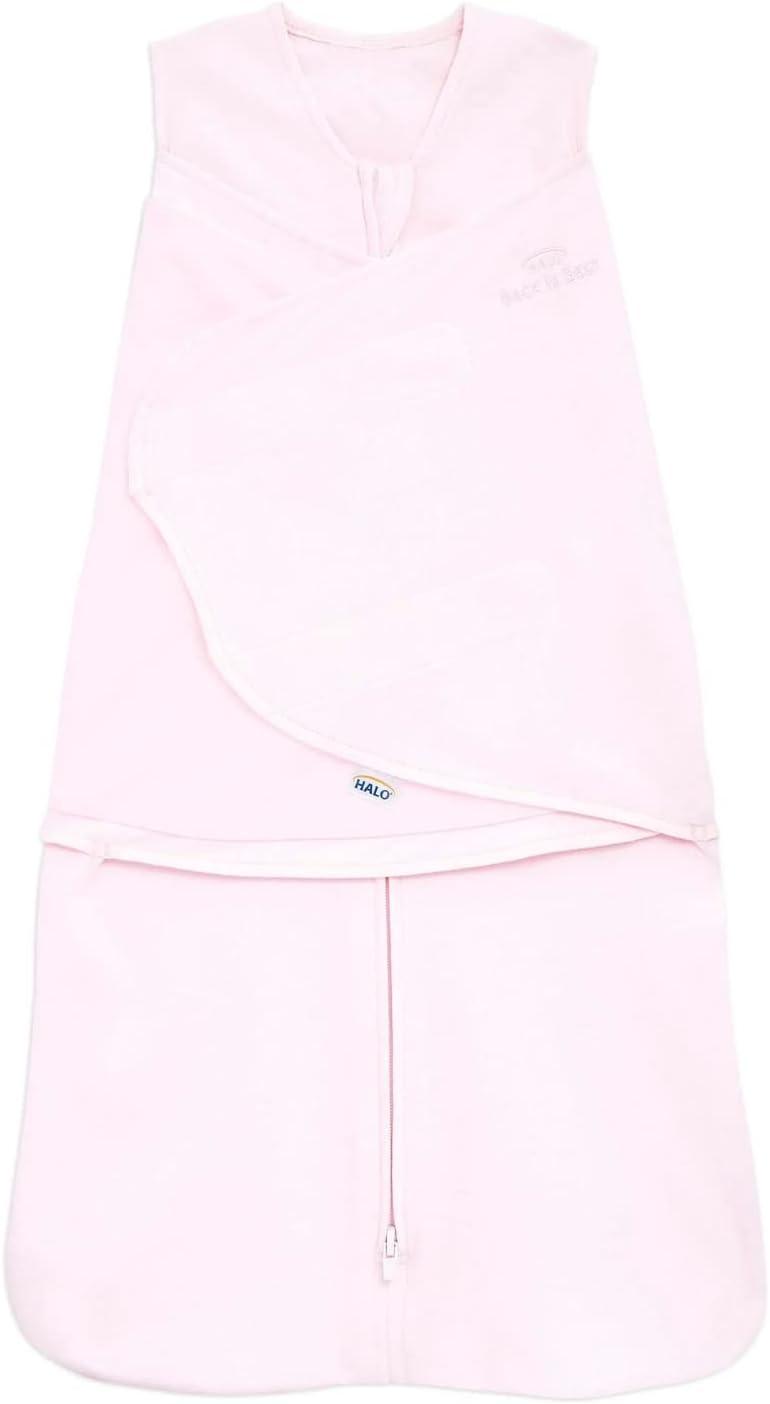 Halo 100% Cotton Sleepsack Swaddle (TOG 1.5) - Soft Pink Baby Swaddle Blanket for Newborns & Infants - Perfect for Safe Sleep, Swaddling & Nursery Comfort