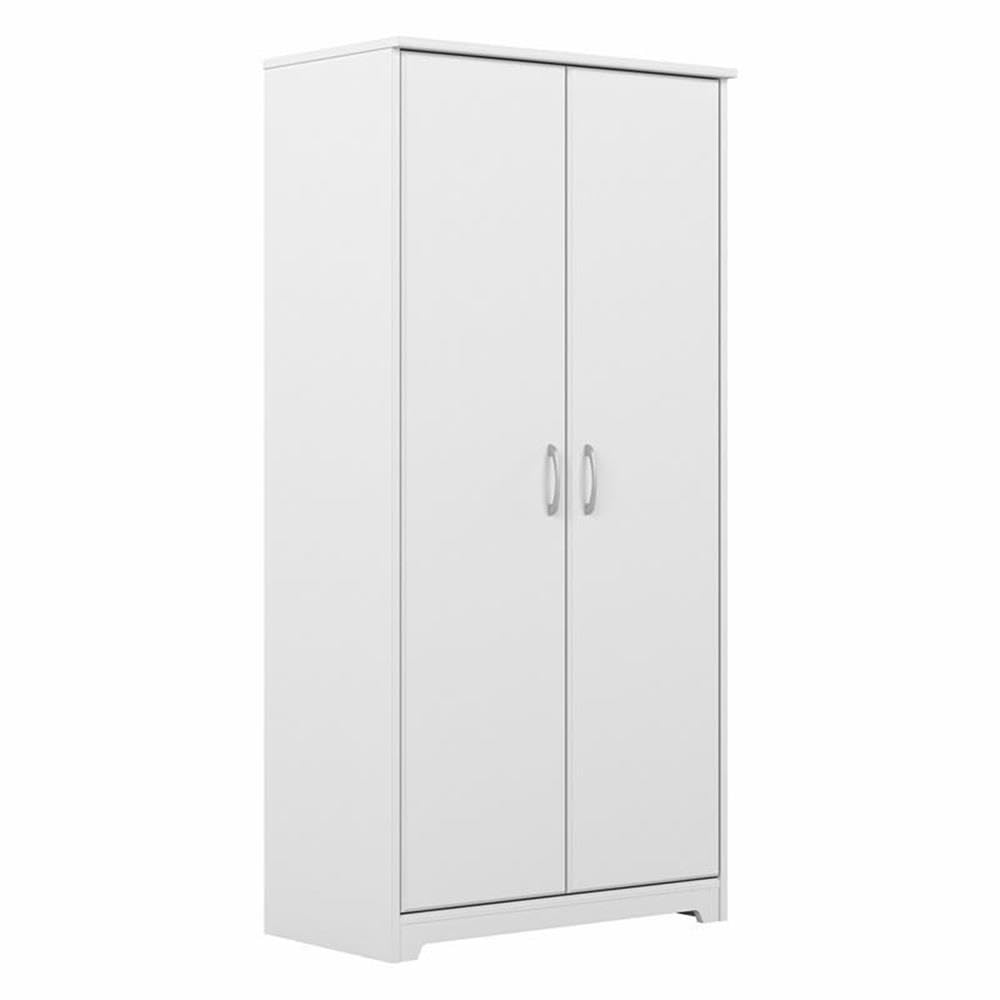 Bush Furniture Cabot Tall Kitchen Pantry Cabinet with Doors, White - Freestanding Storage Organizer for Kitchen, Dining Room, or Pantry - Perfect for Storing Food, Dishes, and Small Appliances