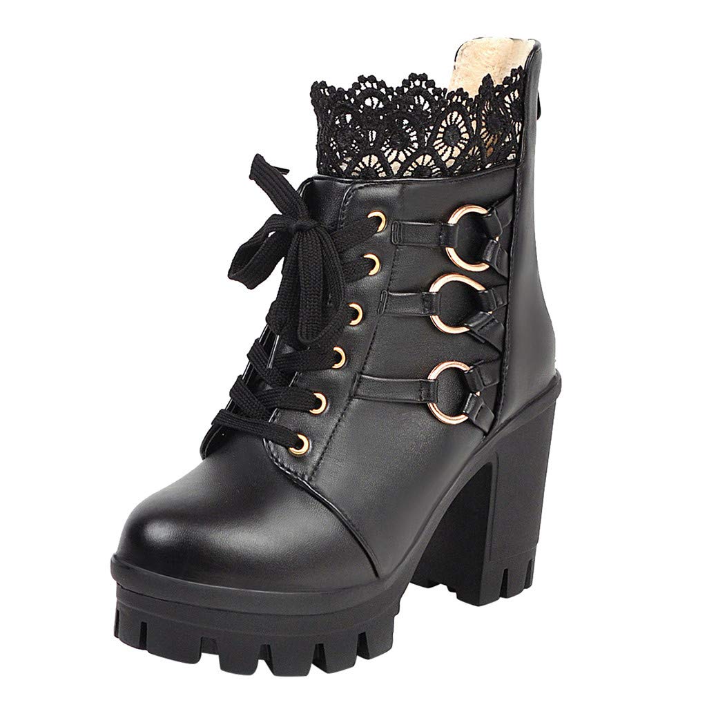 Sexy Women's Winter Ankle Boots with Heel - Fashion Lace Up Party Boots in Trendy Colors - Low Heel Fringe Boots for Women | Perfect for Night Out, Date Night & Holiday Parties