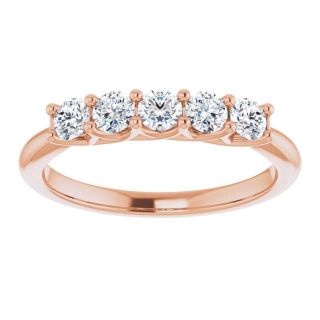 0.50 Carat Round Cut Diamond Wedding Band - 5 Stone Trellis Setting in 14K Gold - Elegant Bridal Ring for Engagement, Anniversary & Special Occasions