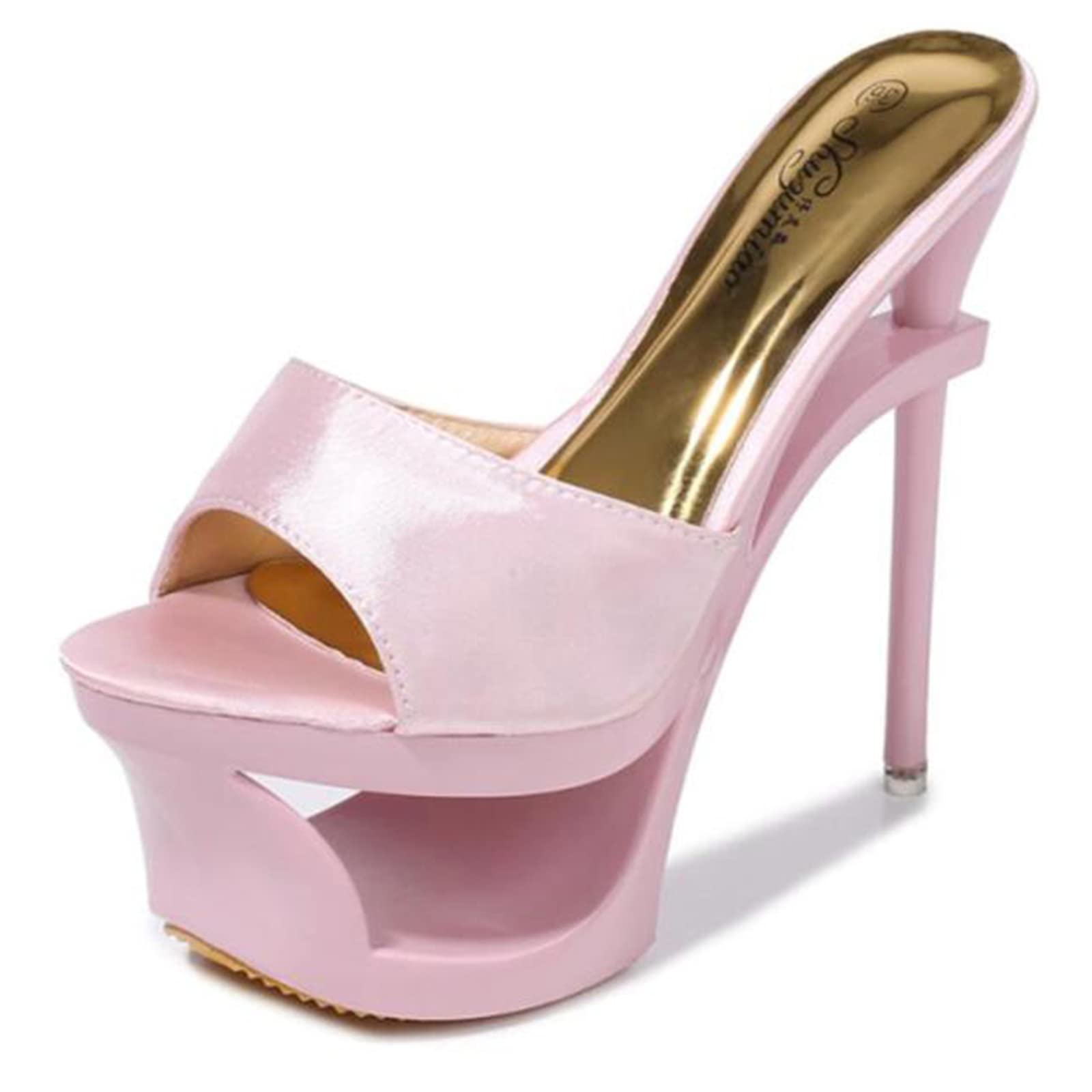 Women's High Heel Slippers - 15cm Platform Summer Slides with Silk Satin Finish | Elegant House Shoes for Parties, Weddings & Special Occasions
