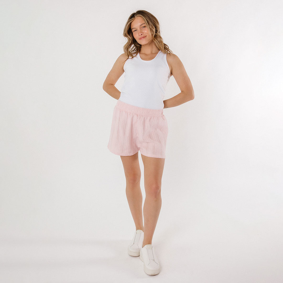 Stylish Cabana Shorts for Women - Soft Pink Kiss Color | Perfect for Beach, Pool, and Summer Vacations
