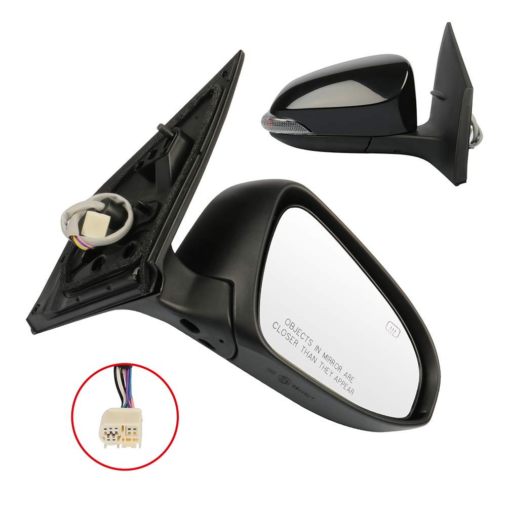 CCiyu Power Heated Manual Folding Right Side Mirror for 2014 Toyota Corolla - Exterior Passenger Mirror with Turn Signal & Adjustable Glass - Perfect for Winter Driving & Enhanced Safety