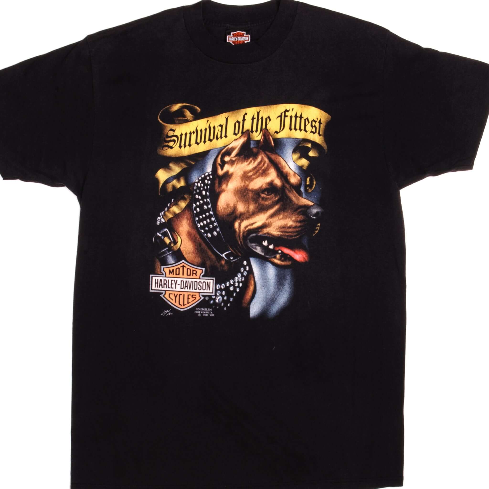 Vintage 3D Emblem Harley Davidson T-Shirt 1991 - Medium Size, Made in USA - Perfect for Motorcycle Riders and Vintage Clothing Collectors