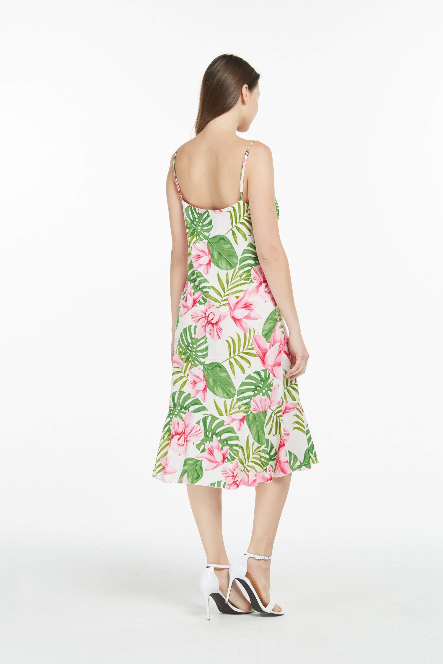 Hawaiian Mermaid Ruffle Dress for Women - Floral Lotus & Orchid Print - Beach Party, Vacation, Summer Outfit