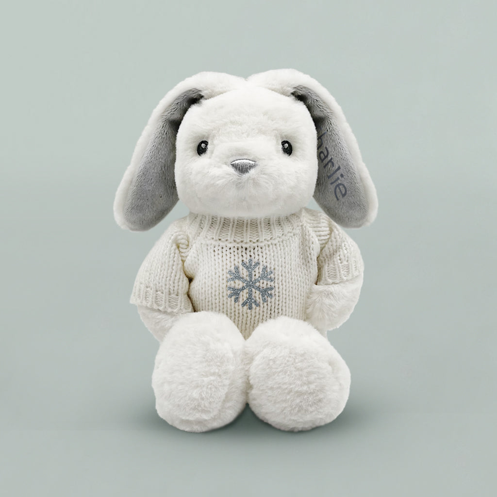 Personalized Christmas Baby Bunny Plush Toy with Jumper & Gift Box - Perfect Holiday Gift for Kids, Stocking Stuffer & Festive Home Decor