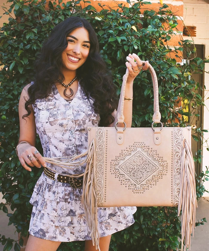 Montana West Hand-Painted Concealed Carry Tote Bag for Women - Stylish & Functional Purse with Hidden Gun Compartment - Perfect for Everyday Use, Travel & Personal Safety