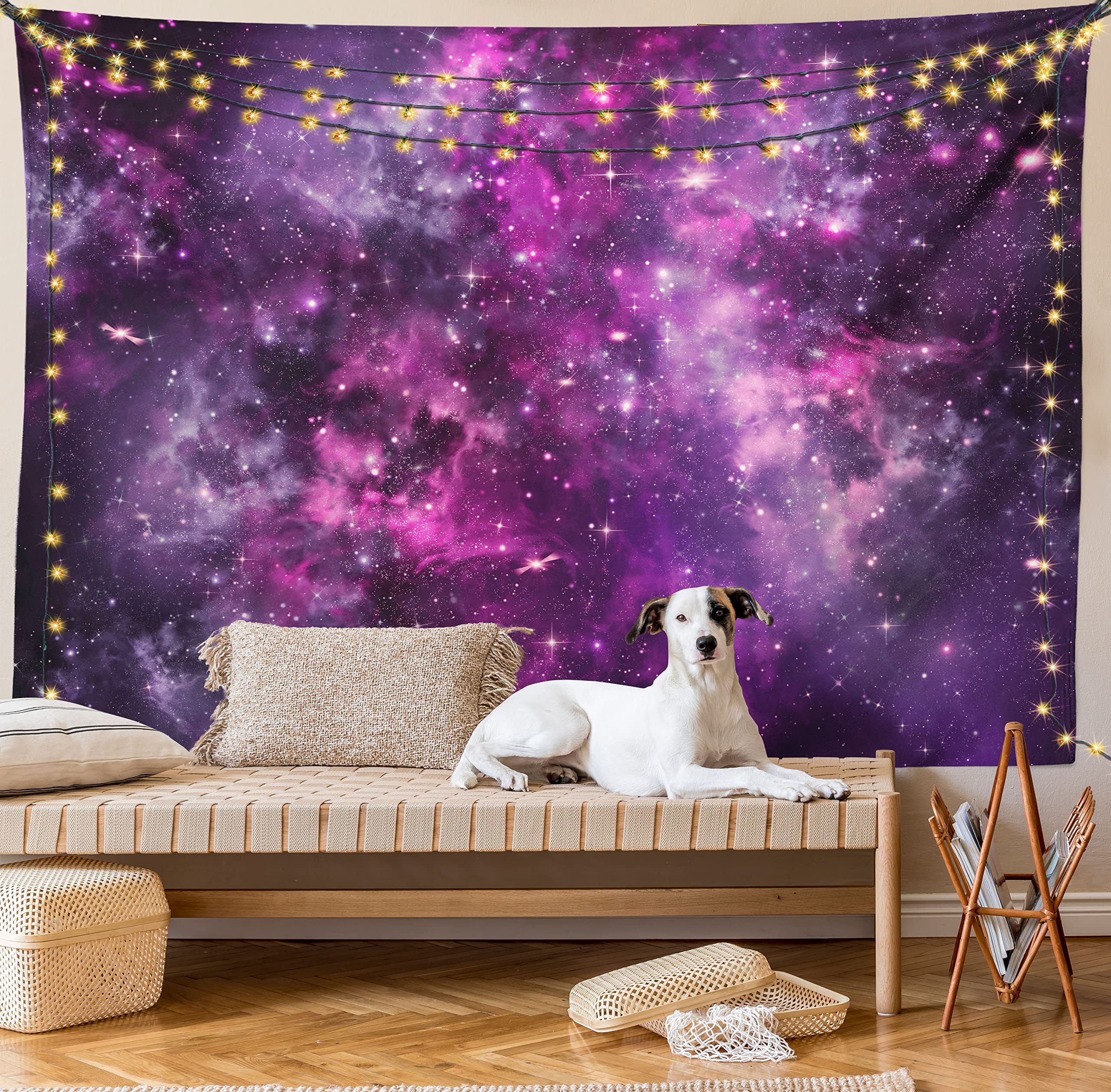 Ambesonne Purple Galaxy Tapestry - Outer Space Nebula with Star Clusters Wall Hanging Decor for Bedroom, Living Room, Dorm - 60