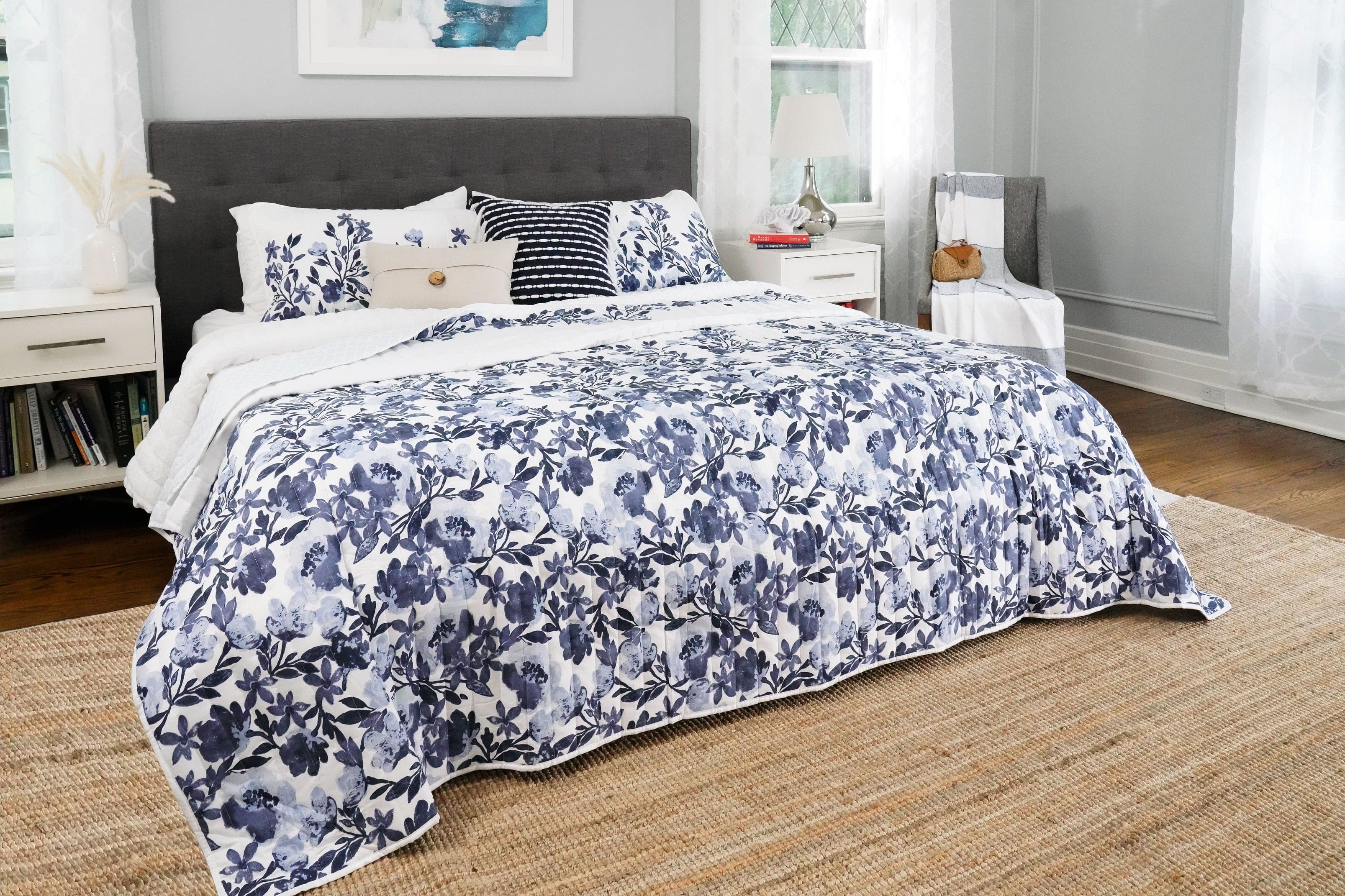 Tanisha Reversible Quilt 3-Piece Bedding Set - Soft Comforter, Pillow Shams & Bed Skirt - Cozy All-Season Luxury for Master Bedroom, Guest Room & Dorm Decor