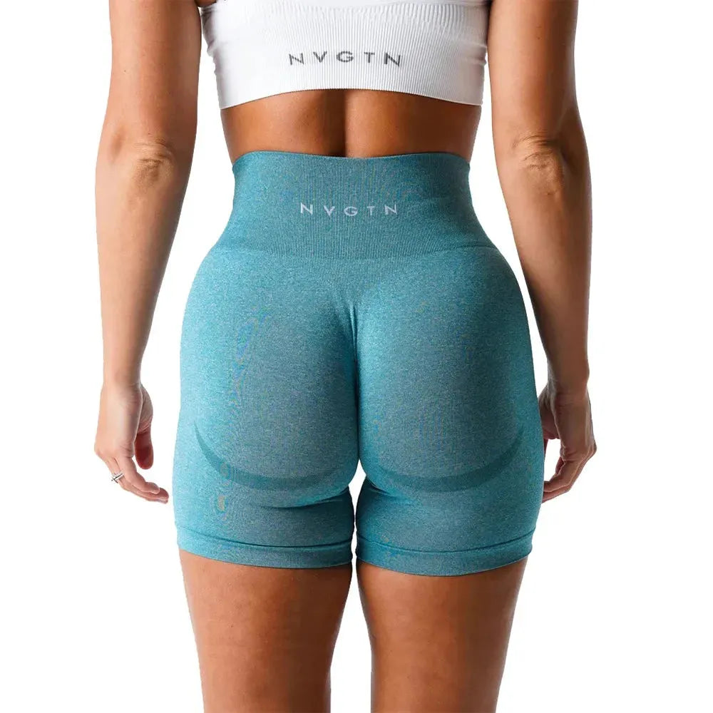 NVGTN High Waisted Seamless Shorts for Women - Smile Contour Yoga Biker Shorts | Perfect for Gym, Workout & Casual Wear