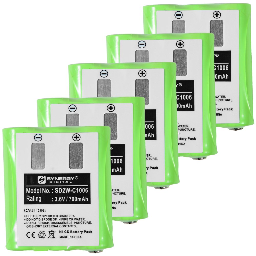 Synergy Digital 2-Way Radio Batteries - 5 Pack Ni-CD 3.6V 700mAh Replacement for Motorola T5620 & 53615 - Perfect for Outdoor Adventures, Construction Sites, and Emergency Communication