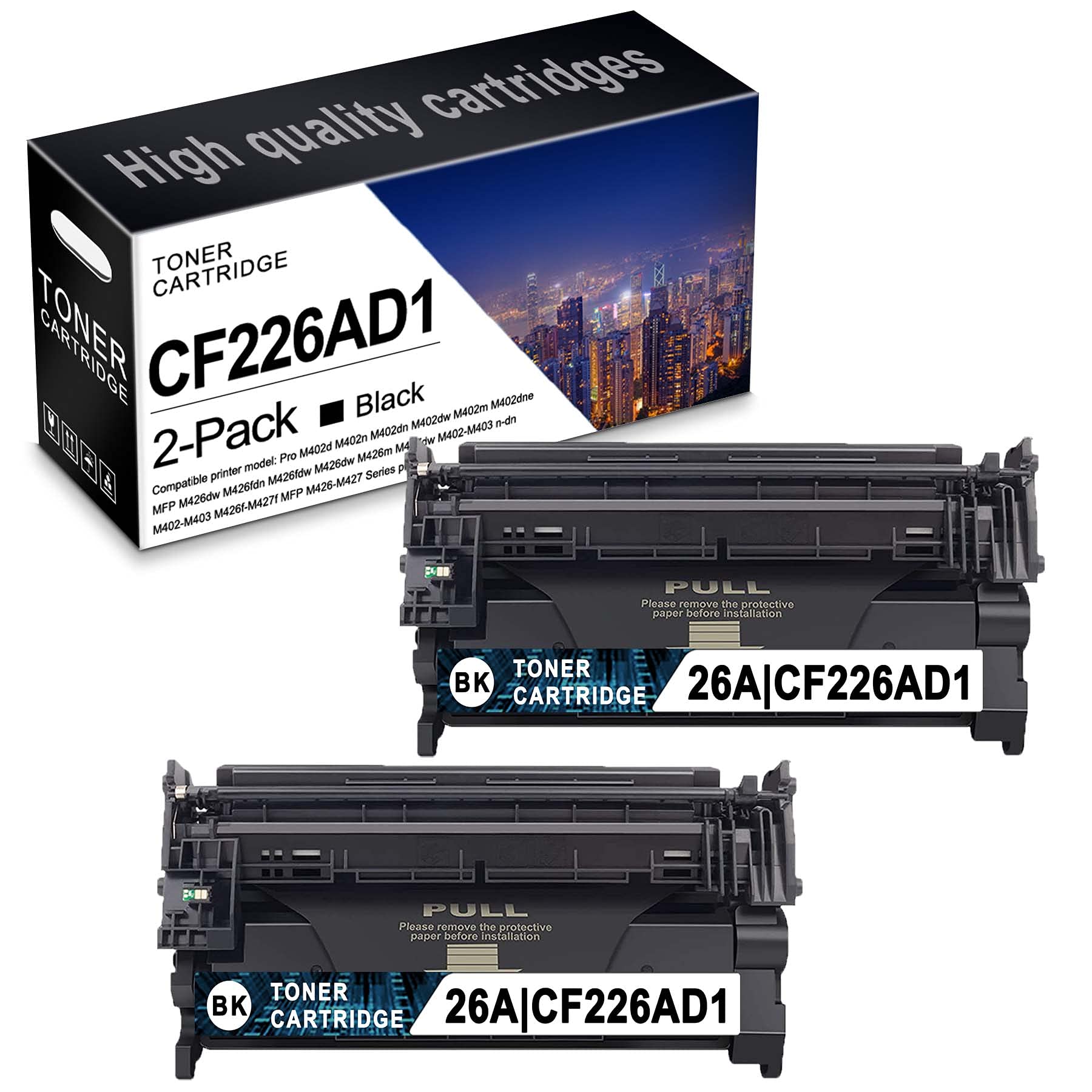 2 Pack High-Yield Black Toner Cartridge Replacement for HP Pro M402d M402n M402m M402dne MFP M426fdn M426fdw M426dw M427dw M402-M403 M426f-M427f Series Printers | CF226AD1 Compatible | Perfect for Office Printing & High-Volume Documents