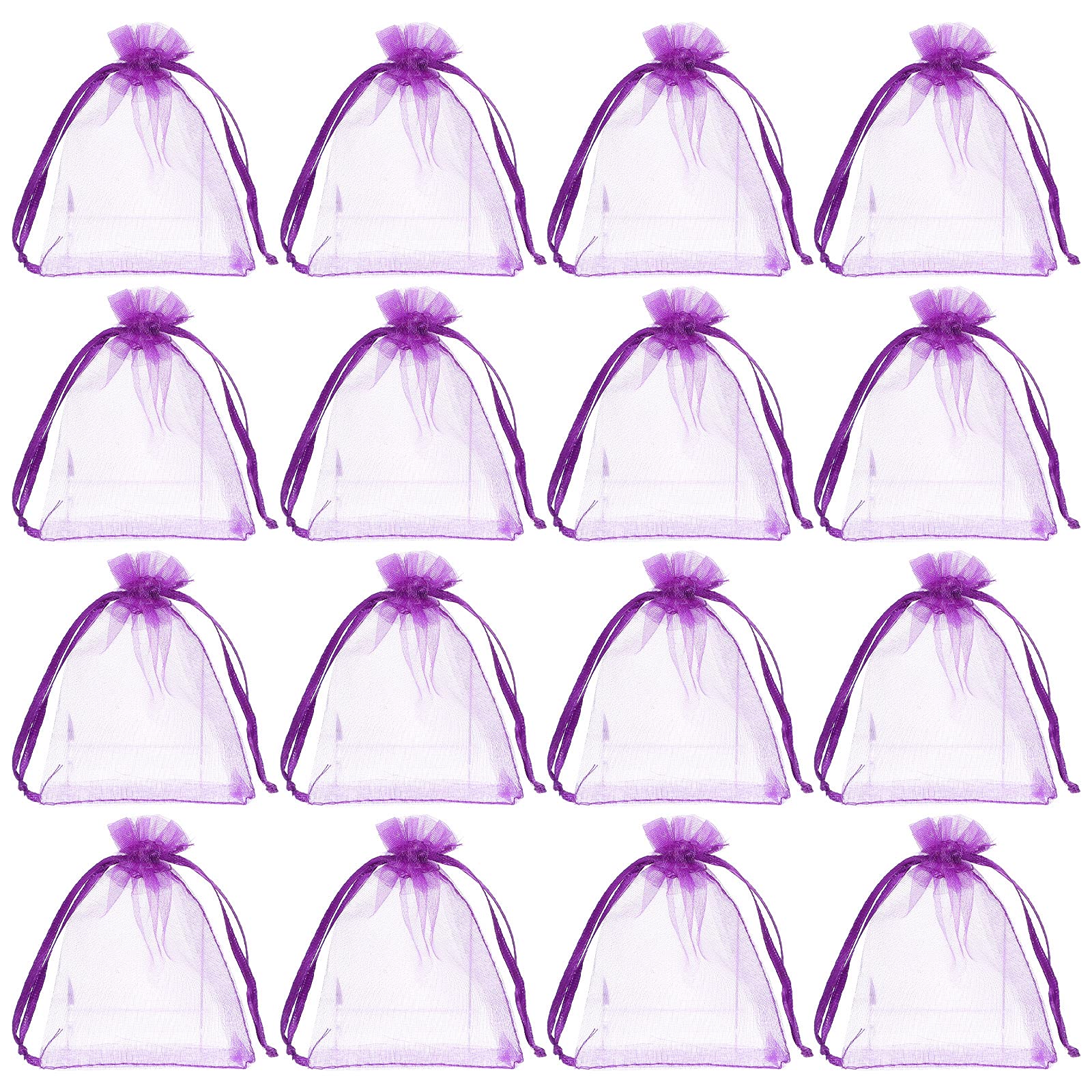 UPKOCH 100Pcs Dark Purple Organza Drawstring Gift Bags - Premium Candy Bags for Weddings, Baby Showers & Party Favors - Reusable Household Storage Pouches for Jewelry, Crafts & Small Gifts