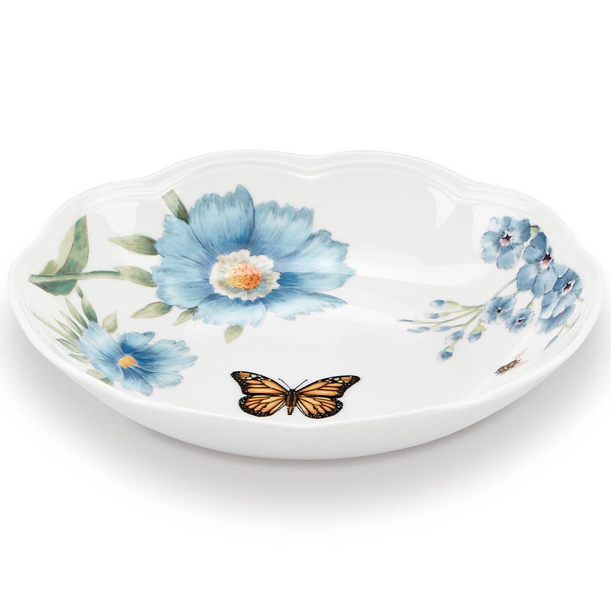 Butterfly Meadow Blue Ceramic Pasta Bowl - Elegant Dinnerware for Italian Cuisine, Perfect for Pasta, Salad & Soup | Ideal for Home Dining, Restaurants & Gifts