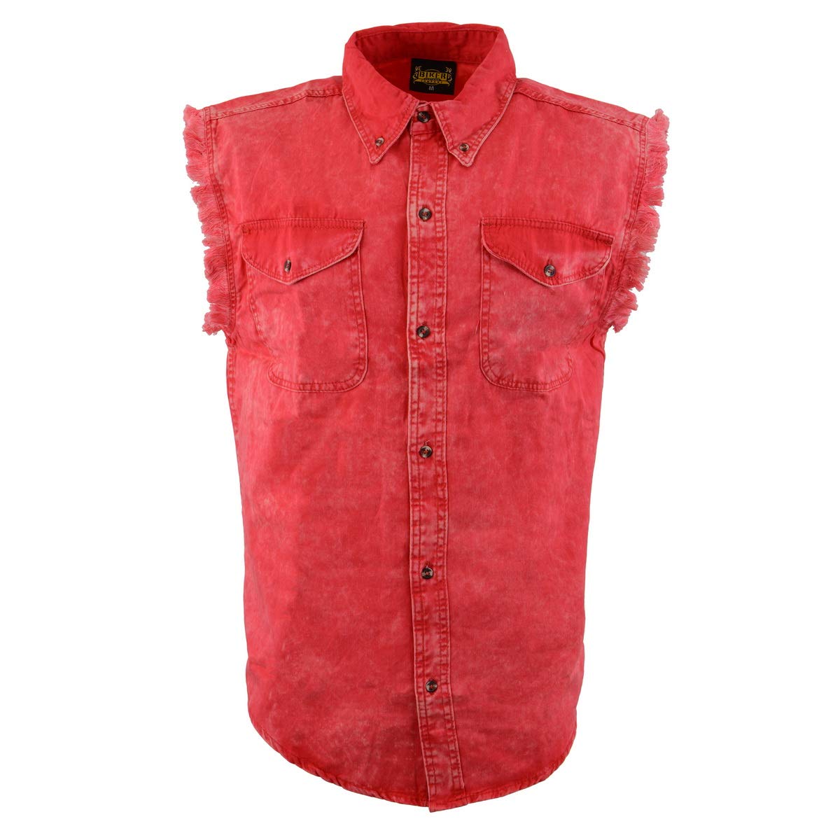 Milwaukee Leather Mdm11681.151 Men's Red & Beige Sleeveless Shirt - Breathable Summer Casual Wear for Outdoor Activities & Travel