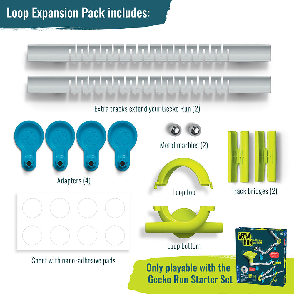 Gecko Run Marble Run Loop Expansion Pack - STEM Educational Toy for Kids, Creative Building Blocks for Indoor Play & Learning Activities