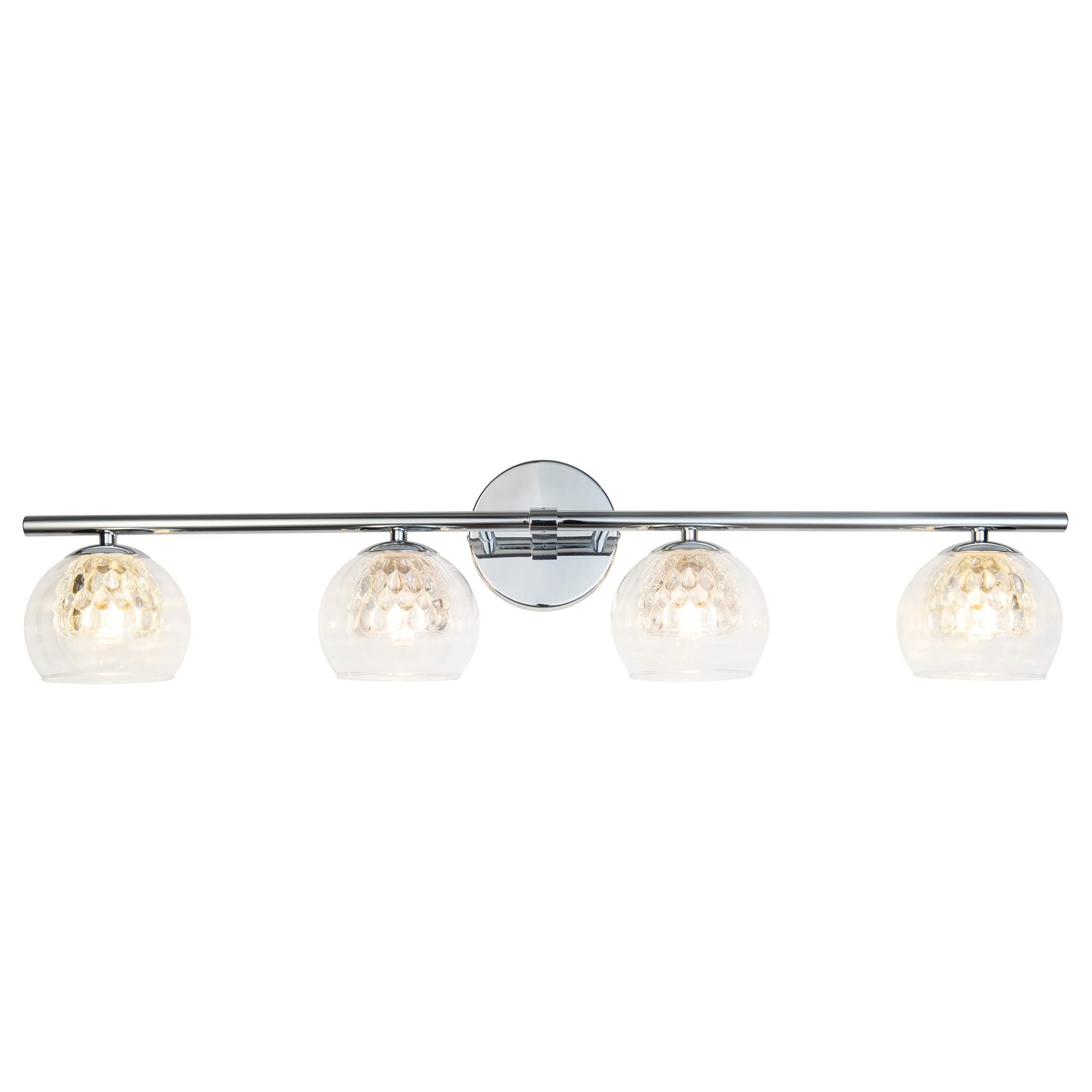 Modern Chrome Bathroom Vanity Lights - 4-Light Wall Sconce Fixture for Mirror & Dressing Table | Water-Resistant Bathroom Lighting for Home, Bedroom & Makeup Area | Elegant Chrome Finish Vanity Light Fixtures