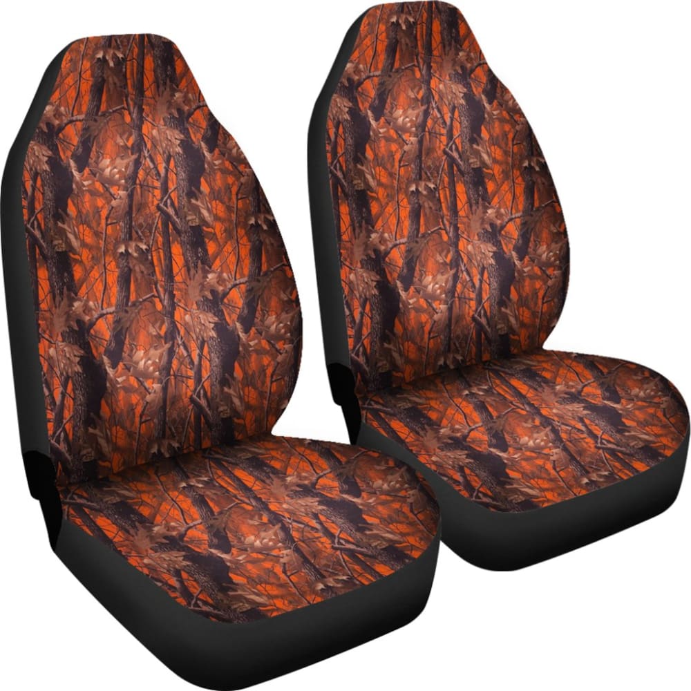 Premium Orange Camouflage Car Seat Covers - Universal Fit for Cars, Trucks & SUVs - Durable Neoprene Material - Perfect for Hunting, Outdoor Adventures & Daily Commutes