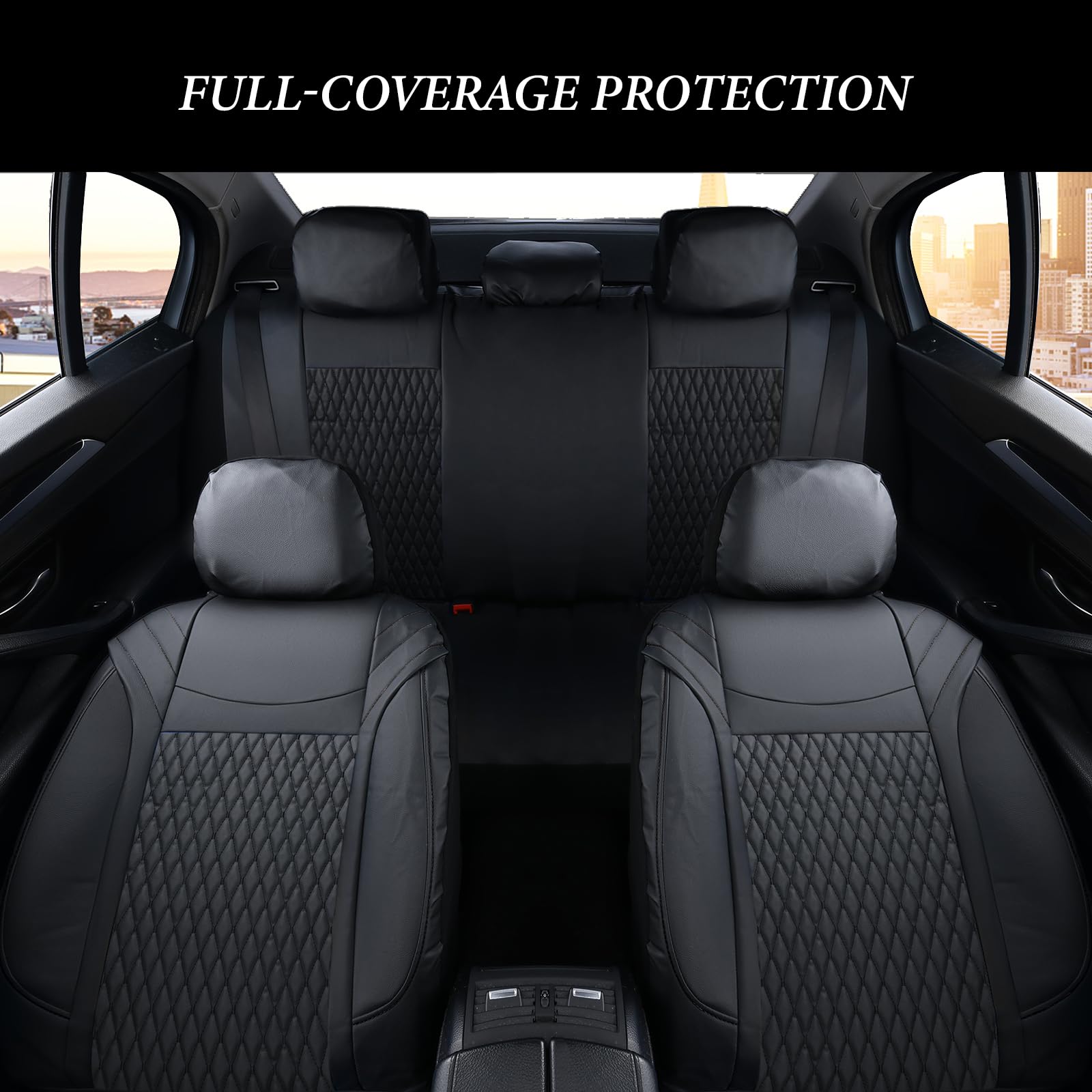 Universal 11-Piece PVC Car Seat Covers Full Set - Front & Rear Seat Protectors for Most Vehicles | Waterproof, Durable & Easy to Clean | Perfect for Daily Commute, Road Trips & Pet Protection (Black)