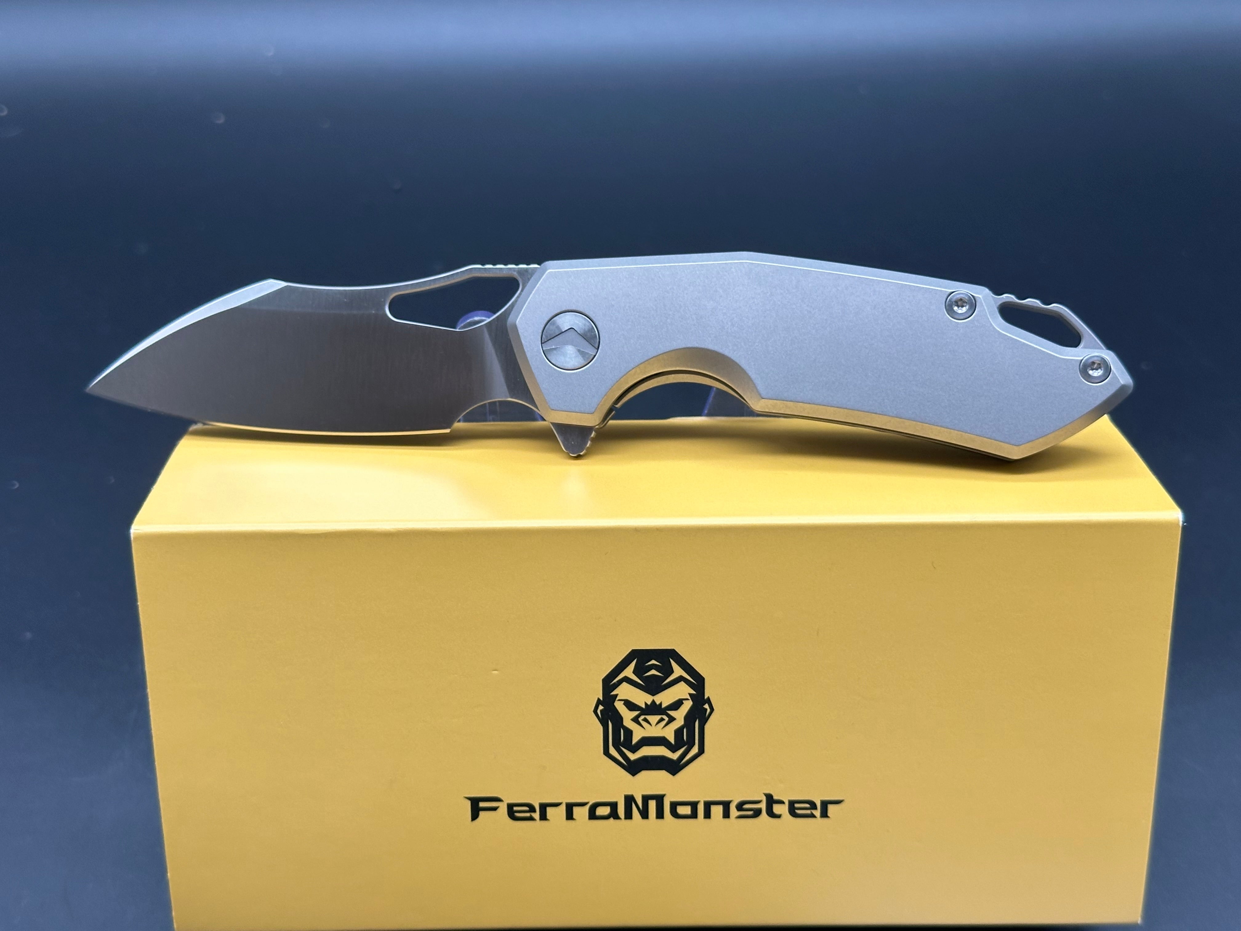 Ferramonster Glideman Titanium Handle with M390 Blade - Premium Folding Knife for EDC, Outdoor Adventures & Survival Gear
