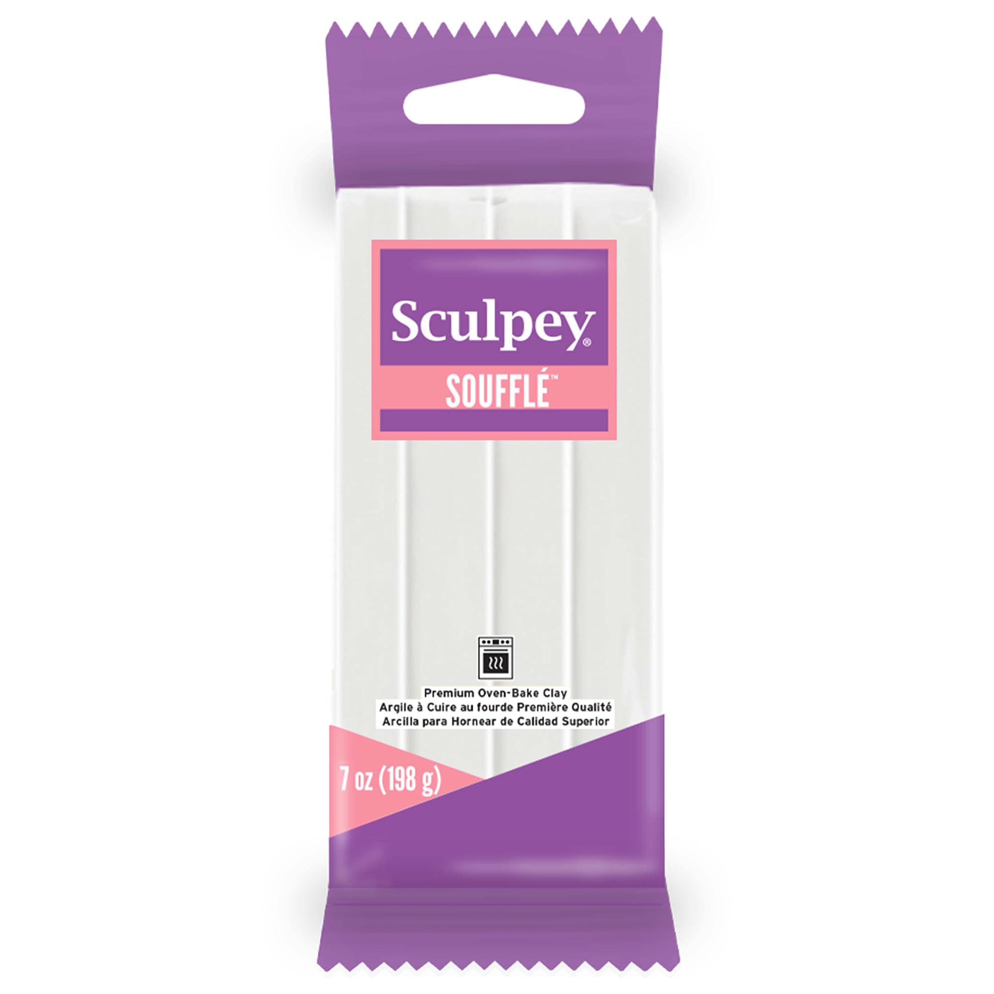 Sculpey Soufflé™ Polymer Oven-Bake Clay - Igloo White, Non-Toxic, 7 oz Bar | Premium Lightweight Modeling Clay for Jewelry Making, DIY Crafts, Holiday Decorations & Mixed Media Art | Perfect for Handmade Earrings, Ornaments & Home Decor Projects