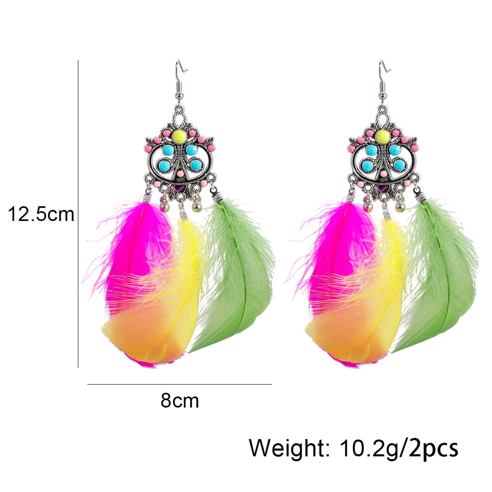 Handmade Mardi Gras Feather Dangle Earrings for Women - Natural Feather Carnival Jewelry & Holiday Accessories | Perfect for Parties, Festivals & Costume Events