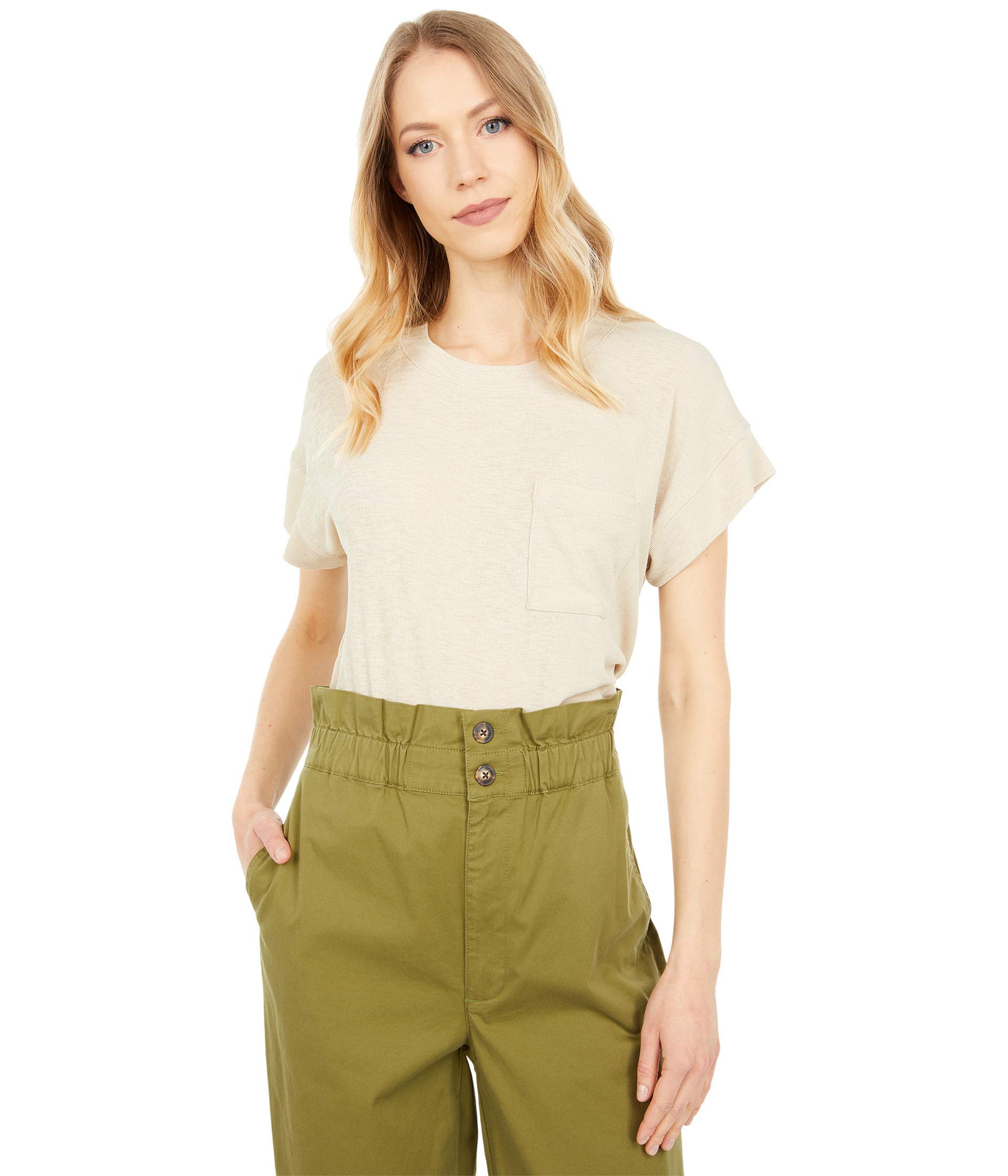 Madewell Oversized Crew Neck Pocket Tee for Women - Soft Cotton Relaxed Fit Casual Shirt - Perfect for Everyday Wear, Weekend Outings & Layering