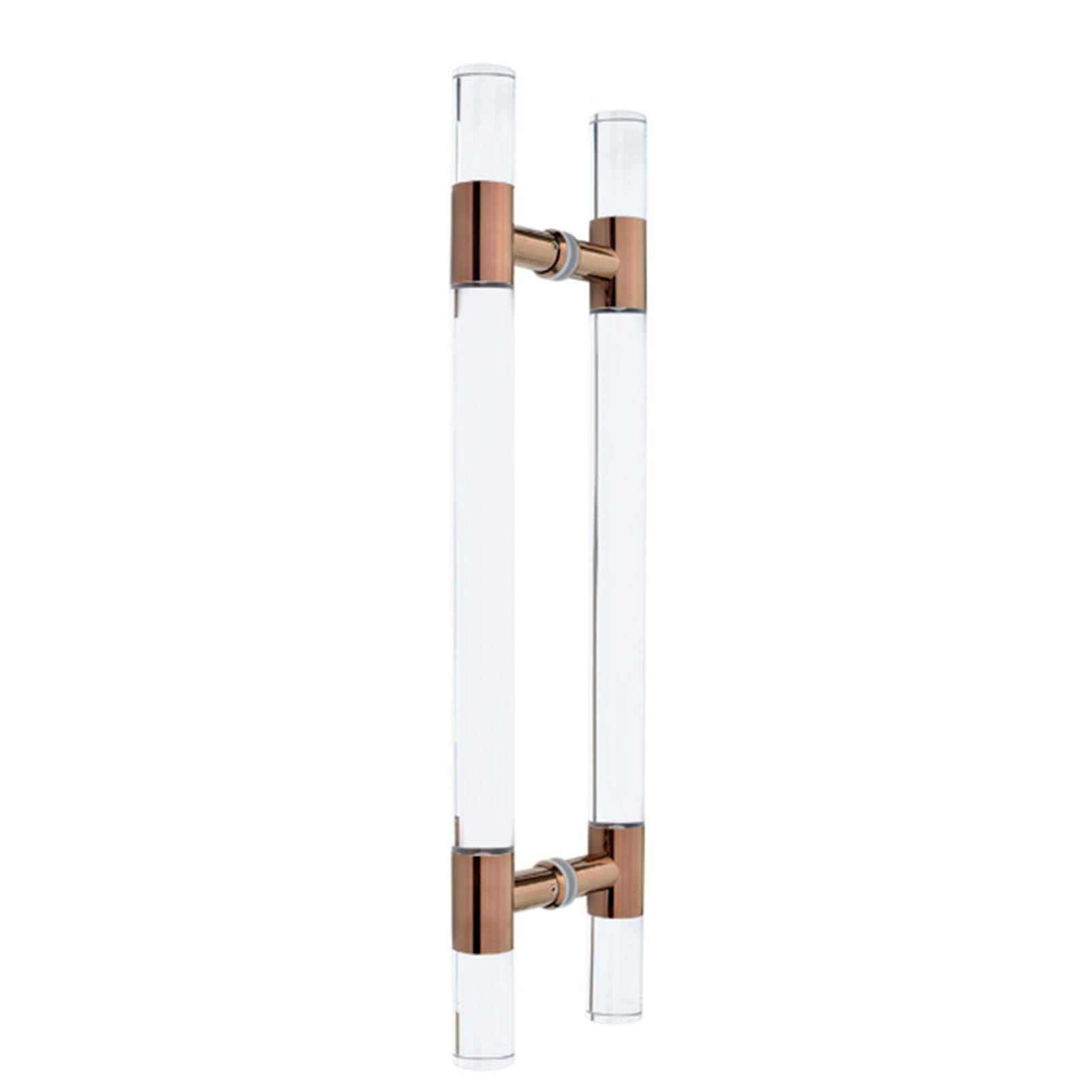 Modern Clear Acrylic Entry Door Handle - Crystal Dummy Bar Sliding Barn Door Handle - Internal/External Double Sided H-Shape Swing Door Handle with Hardware (Rose Gold, 100cm/39in) - Perfect for Farmhouse, Modern & Contemporary Homes, Office Doors, Closet Doors & Room Dividers