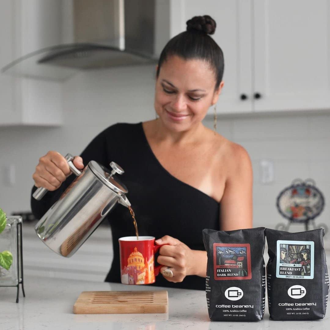 Premium Italian Dark Roast Specialty Coffee Beans - 12oz Coarse Ground for French Press | Rich Flavor for Home Brewing, Office Use & Gifts