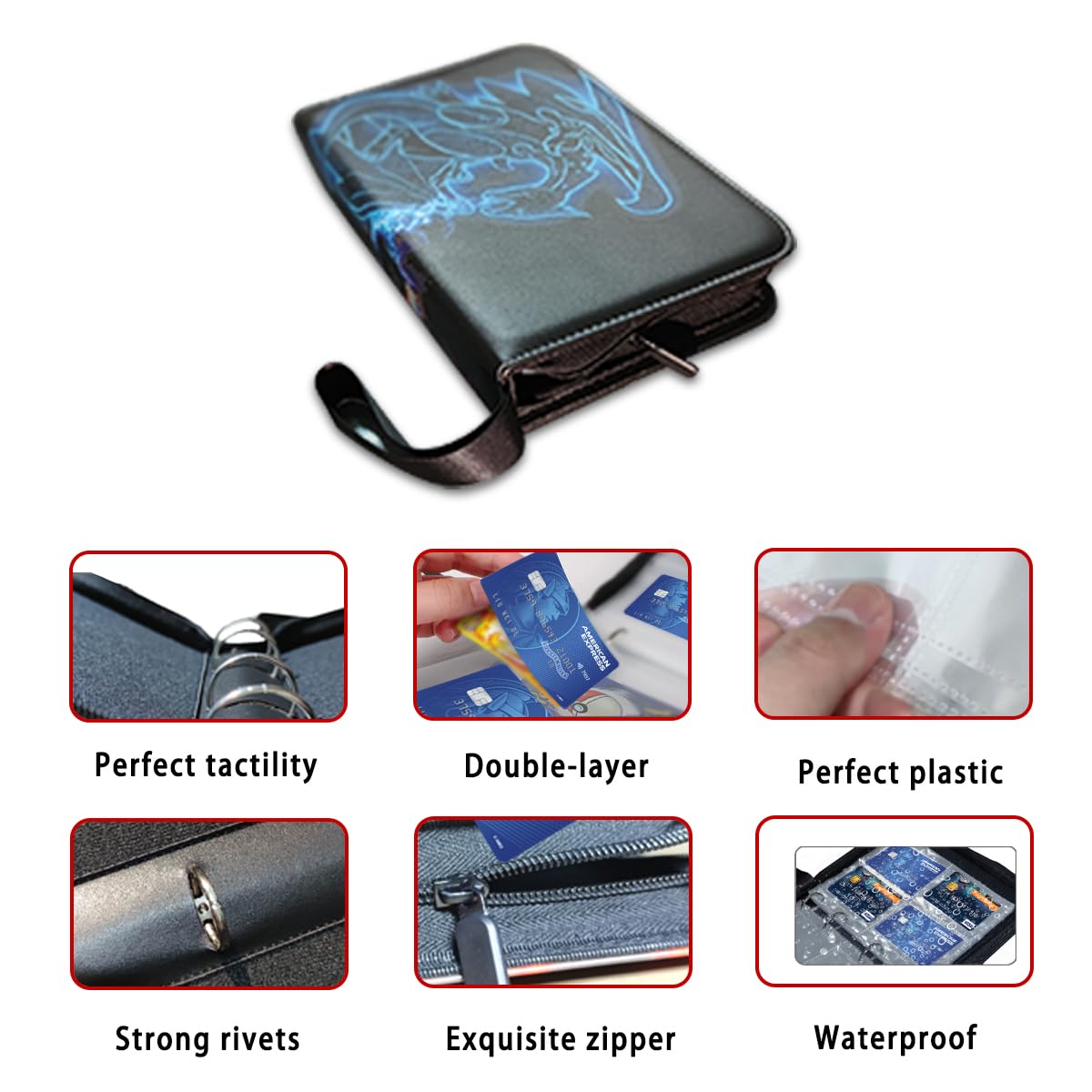 Premium 4-Pocket Trading Card Binder with Zipper - Holds 440 Cards, Includes 55 Removable Sleeves | Portable Collector Album for Pokemon, MTG, Yu-Gi-Oh & Sports Cards | Perfect for Gaming Tournaments, Collecting & Storage