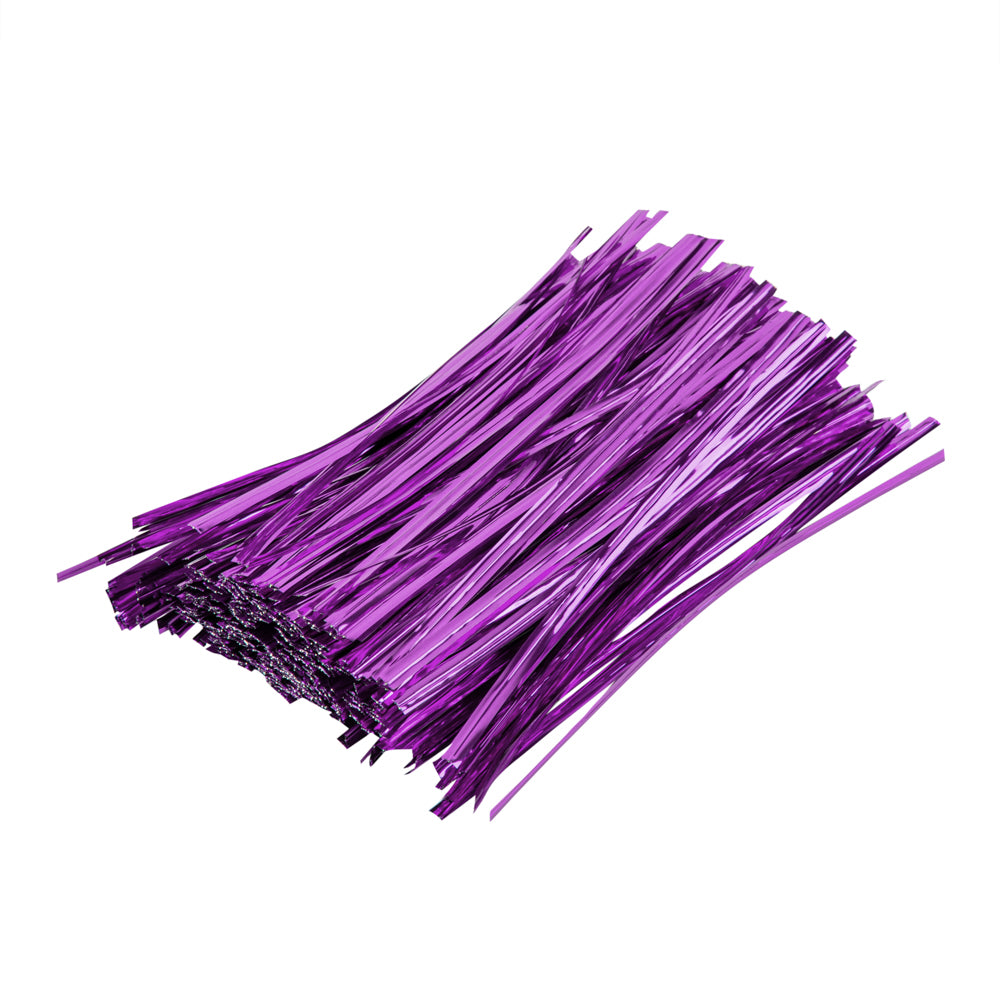 Purple Metallic Twist Ties for Bags - 500 Count Box | Secure & Reusable Bag Closures for Food Storage, Gift Wrapping & Organizing