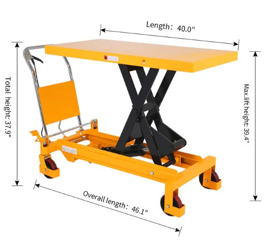 Apollolift A 2015 Heavy Duty Single Scissor Lift Table - 3300 lbs Capacity, 39.4
