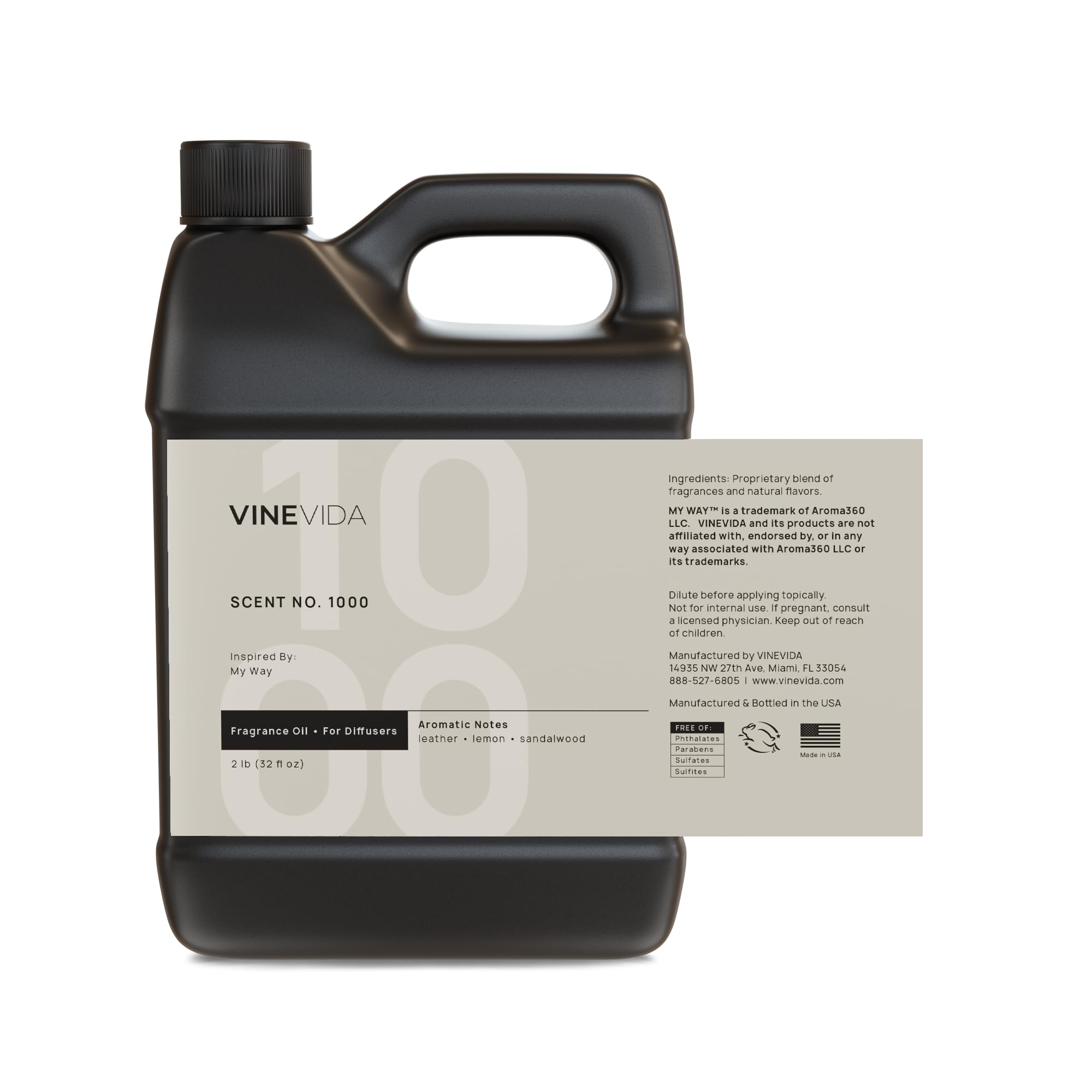 VINEVIDA 32 Fl Oz Scent № 1000 My Way Inspired Fragrance Oil - Premium Essential Oil for Diffusers, Air Freshener & Room Spray - Perfect for Home, Office, Spa and Hotel Aromatherapy
