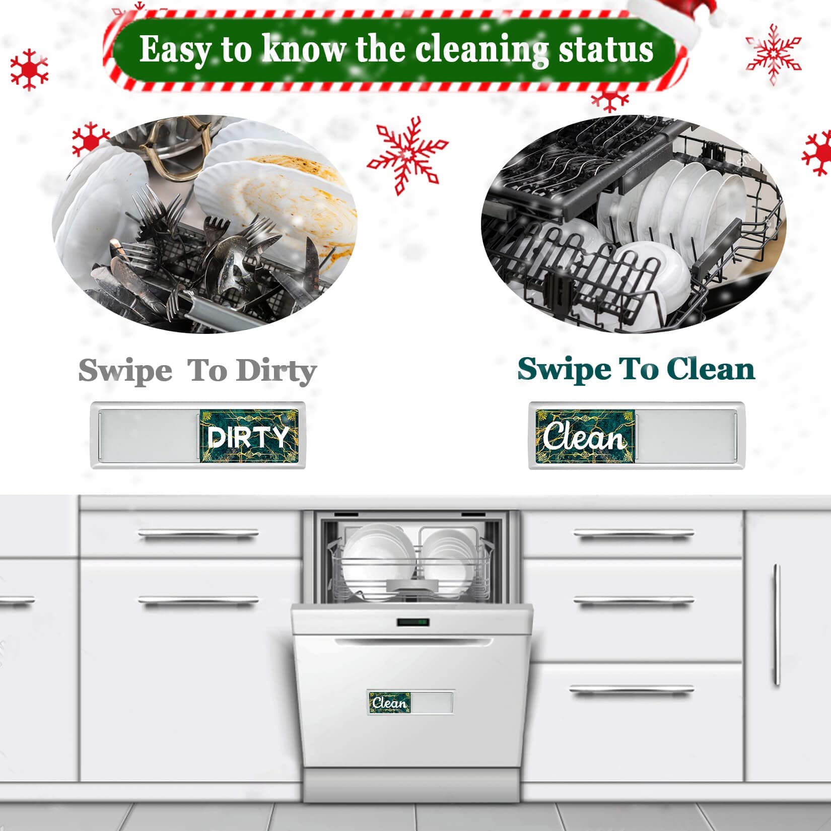 Dirty Clean Dishwasher Magnet - Universal Kitchen Sign for Dishwasher & Refrigerator | Dishwasher Accessories for Home Organization | Perfect for Kitchen, Office, and Dorm Use