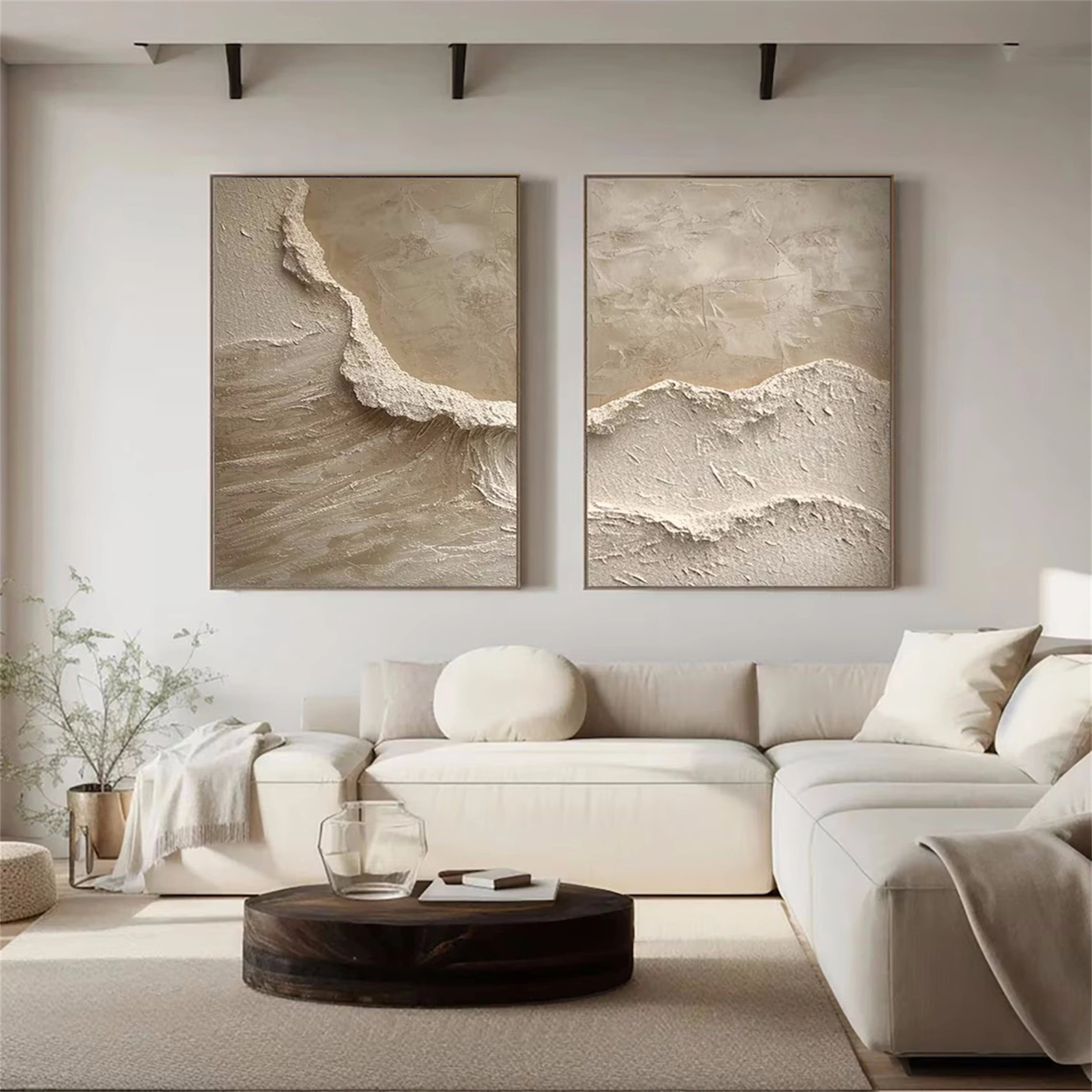 Ocean and Sky Painting Set of 2 - Modern Coastal Wall Art for Living Room & Bedroom Decor | Ready to Hang Canvas Prints | Home & Office Wall Decor
